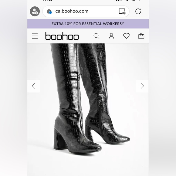Bought these boots from boohoo, I bought the wrong size so never worn. Wide calf - Picture 1 of 3
